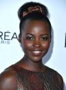 <p>Not only does a tight ponytail give you an instant facelift, it also shows off your make-up and outfit, as seen on Lupita Nyong’o.</p>