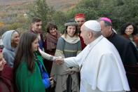 Pope Francis visits the nativity scene of Greccio