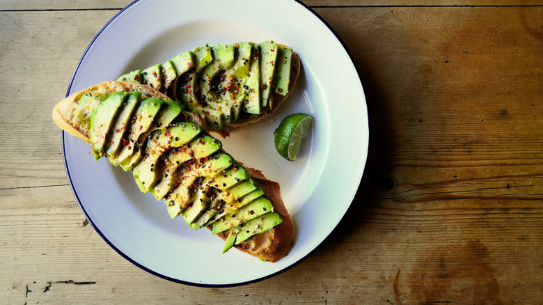 Artisanal avocado toast on plate