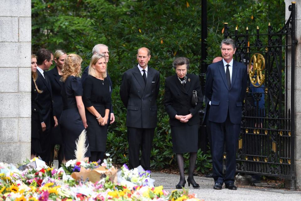 <p>Following the death of the Queen, Anne greeted the public and visited a flower memorial outside Balmoral Castle alongside her husband, brother Andrew and Edward, and several other members of the royal family.</p>
