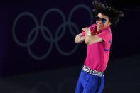 <p>South Korea’s Cha Junhwan performs during the figure skating gala event during the Pyeongchang 2018 Winter Olympic Games at the Gangneung Oval in Gangneung on February 25, 2018. / AFP PHOTO / Mladen ANTONOV (Photo credit should read MLADEN ANTONOV/AFP/Getty Images) </p>