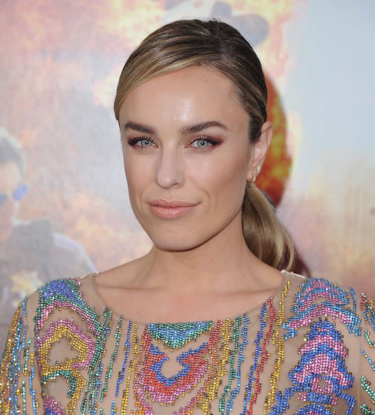 Jessica McNamee in Balmain at the premiere of <em>CHiPS.</em> (Photo: Getty Images)