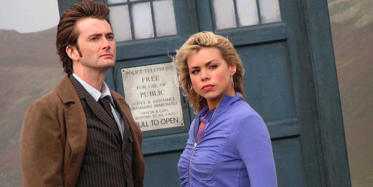 david tennant as doctor who and billie piper as rose tyler in doctor who