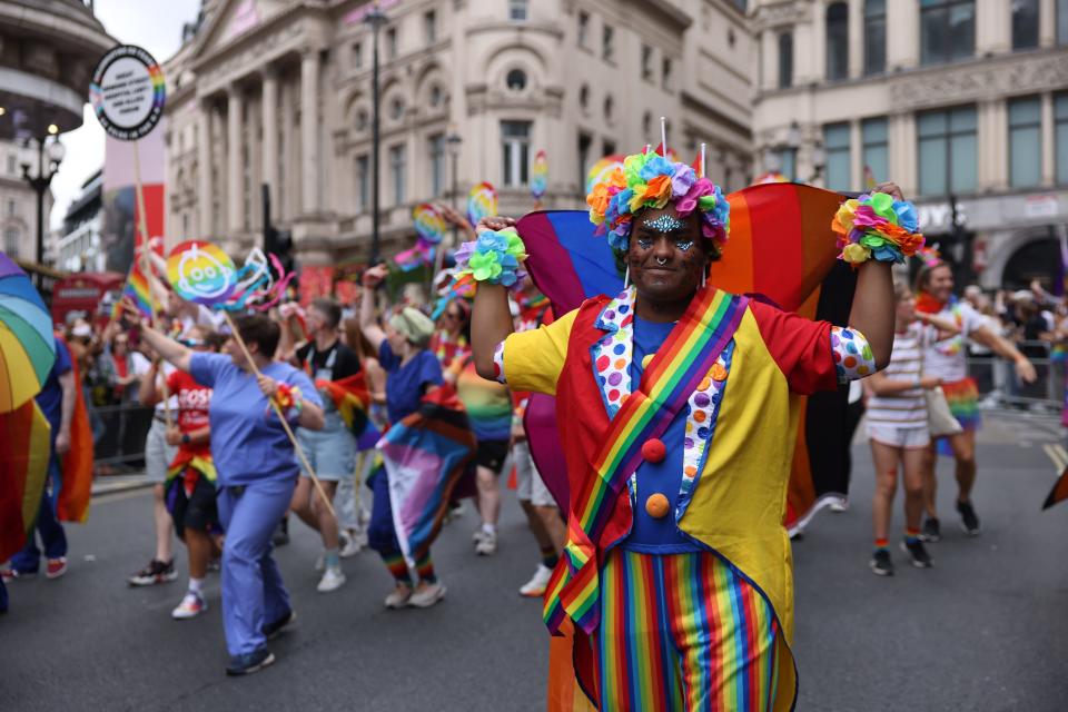 Members of the parade wore rainbow colors during the 2022 Pride in London.