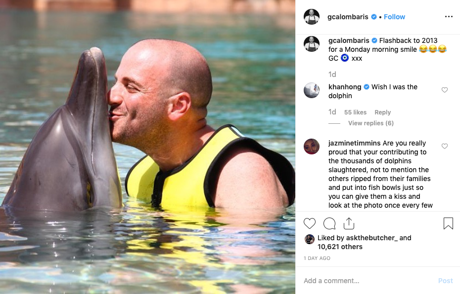 George Calombaris throwback photo kissing a dolphin