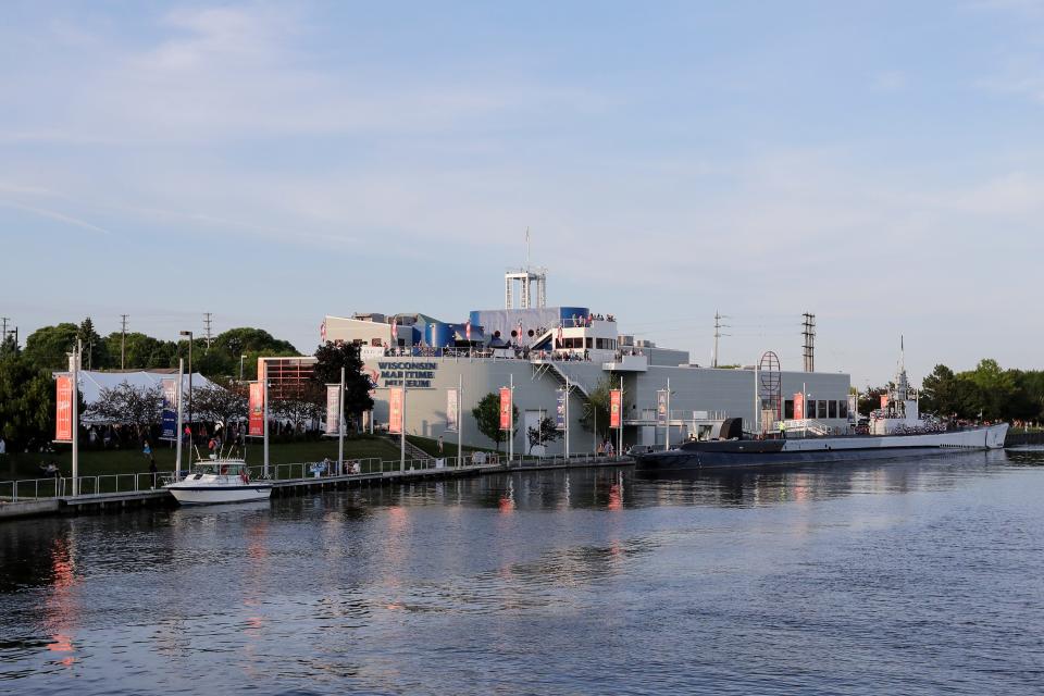 FILE - The sun goes down on the Wisconsin Maritime Museum and the USS Cobia July 13, 2019.