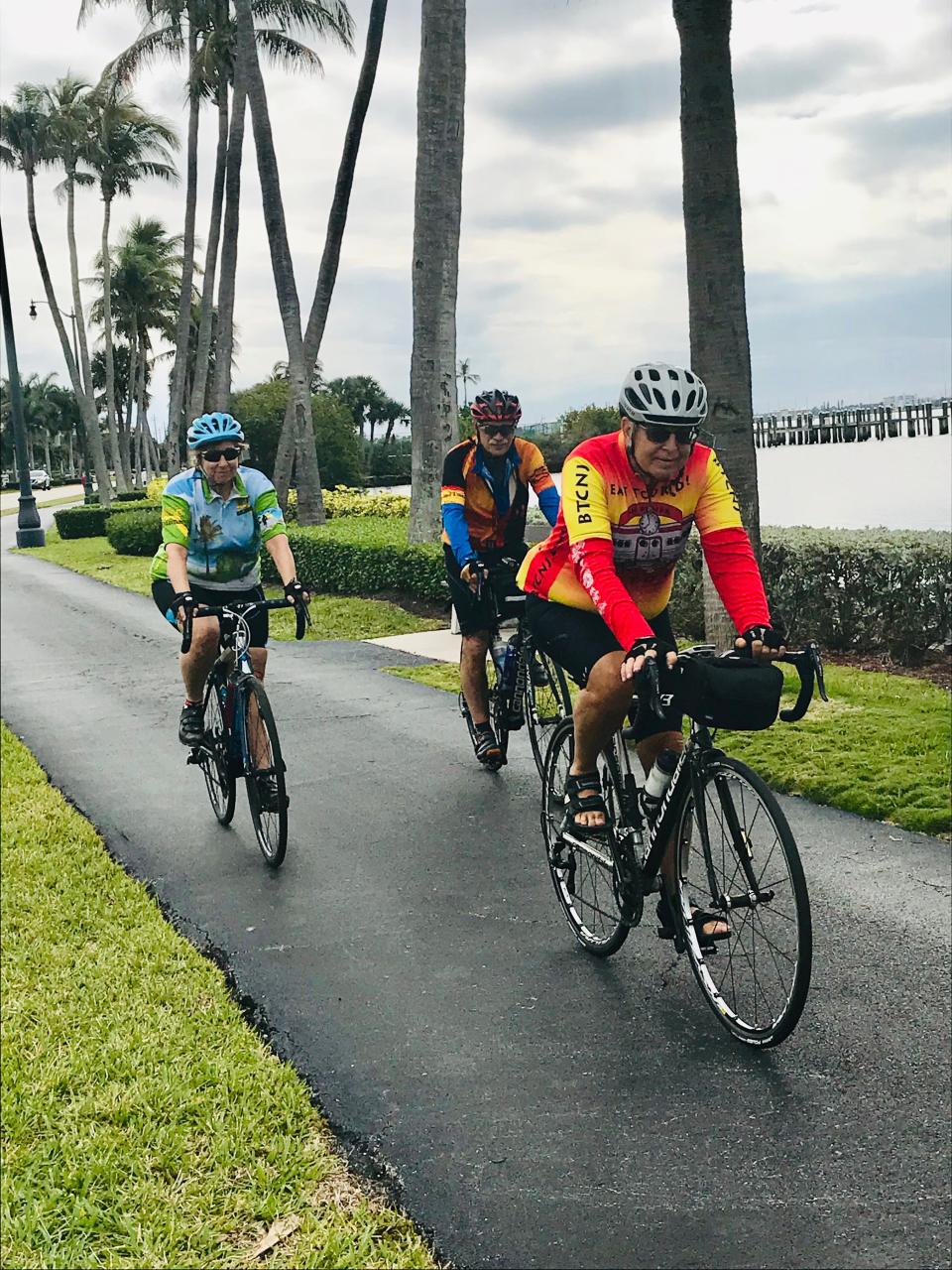 Riders cycling along the route in South Palm Beach.