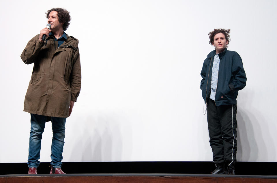 LOS ANGELES, CA - MARCH 25:  Director Jonathan Glazer and composer Mica Levi attend the premiere of A24's "Under The Skin" at The TheatreaAt Ace Hotel on March 25, 2014 in Los Angeles, California.  (Photo by Angela Weiss/Getty Images)