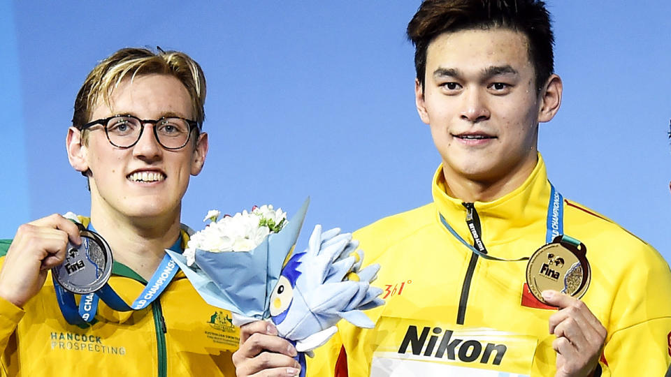 Mack Horton and Sun Yang at the previous World Championships in 2017. (Photo by Lukasz Laskowski / Press Focus)