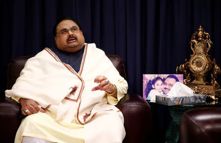 Founder of Pakistan's MQM party, Altaf Hussain, reacts during an interview at the party's offices in London, Britain October 30, 2016. REUTERS/Peter Nicholls