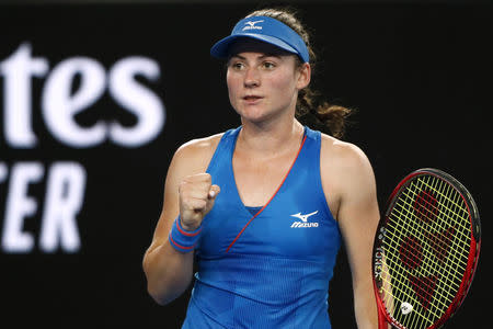 Tennis - Australian Open - Second Round - Melbourne Park, Melbourne, Australia, January 17, 2019. Slovenia's Tamara Zidansek reacts during the match against Japan's Naomi Osaka. REUTERS/Edgar Su