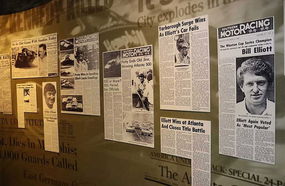 Newspaper clips of Bill Elliott