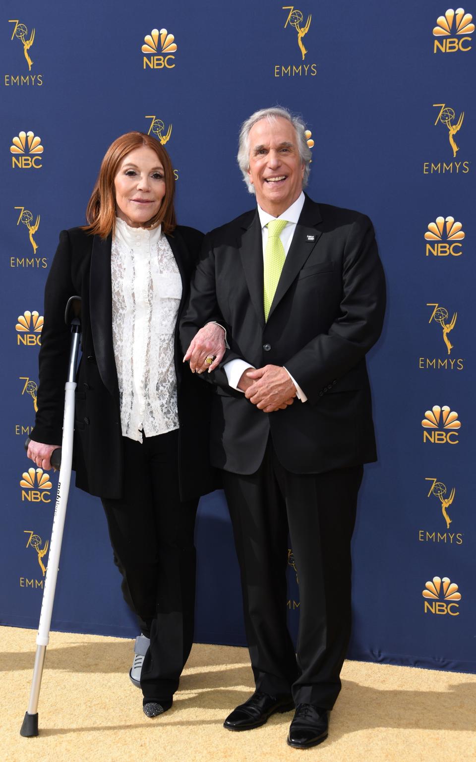 <p>Winkler neben seiner Frau – er trug eine chartreuse-farbene Krawatte. (Foto: Getty Images) </p>