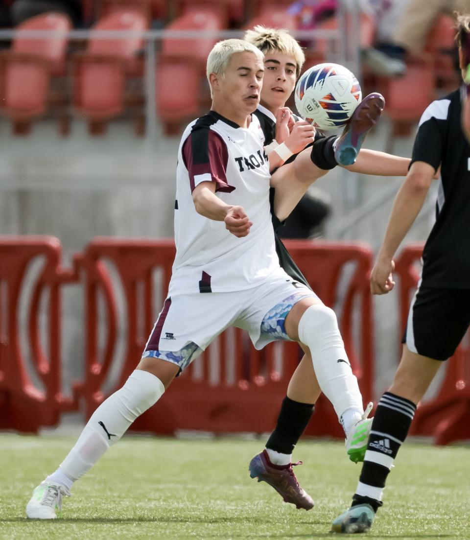 Morgan and Ogden compete in a 3A boys soccer state semifinal at Zions Bank Stadium in Herriman on Wednesday, May 10, 2023. | Spenser Heaps, Deseret News