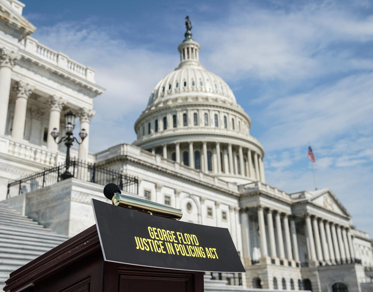 A press briefing is held prior to the House vote on the George Floyd Justice in Policing Act on Capitol Hill in Washington, D.C., on June 25, 2020.
