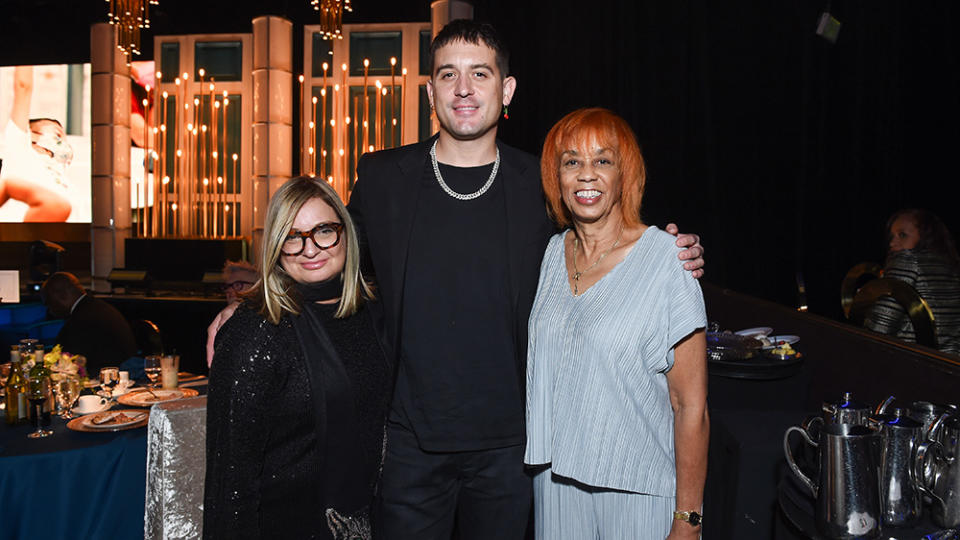 Shirley Halperin, G-Eazy, Gail Mitchell at the 2022 Black Music Action Coalition’s Music in Action Awards Gala held at The Beverly Hilton on September 22, 2022 in Beverly Hills, California.