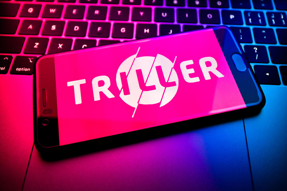 CHINA - 2020/08/16: In this photo illustration the Triller logo is seen displayed on a smartphone. (Photo Illustration by Sheldon Cooper /SOPA Images/LightRocket via Getty Images)