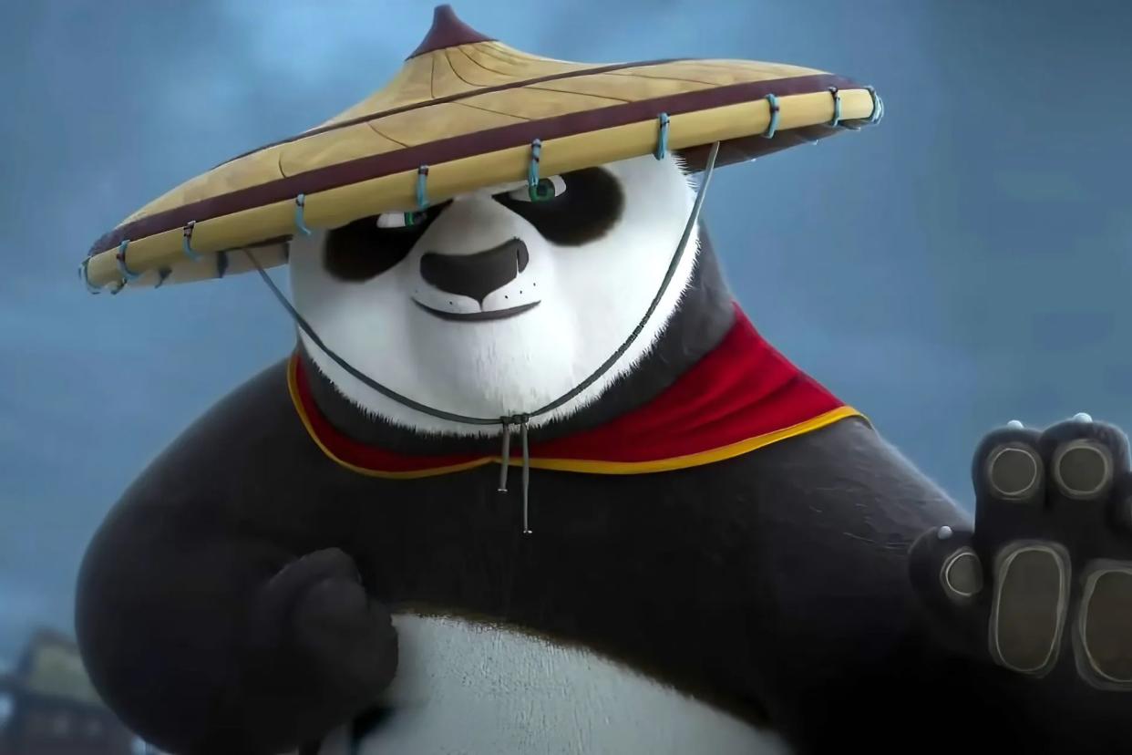 A still of Po, the cartoon lead character from the movie 