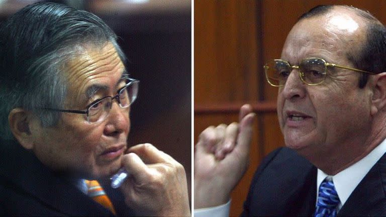 Fujimori y Montesinos durante una audiencia del juicio contra Fujimori por cargos de violaciones de derechos humanos en 2008