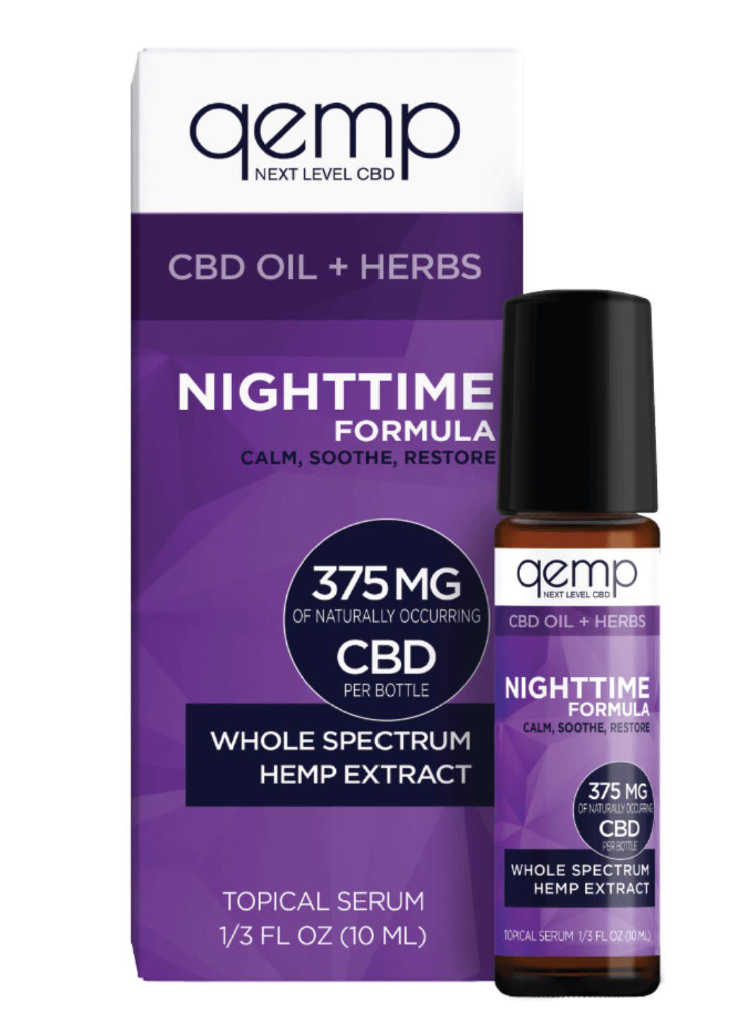 <p>This roll-on contains 375mg of CBD from whole-spectrum hemp extract, along with soothing, fragrant oils, such as lemongrass, lavender, rosemary and peppermint. You apply and massage it into the bottoms of your feet, the wrists, and the back of the neck. It smells absolutely divine and is a wonderful way to prepare for bed. </p><span class="copyright"> Qemp </span>