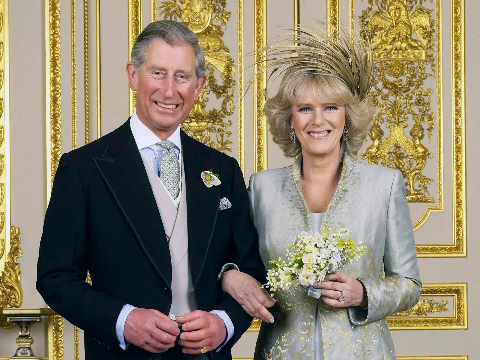 Charles and Camilla on their wedding day on April 9, 2005.