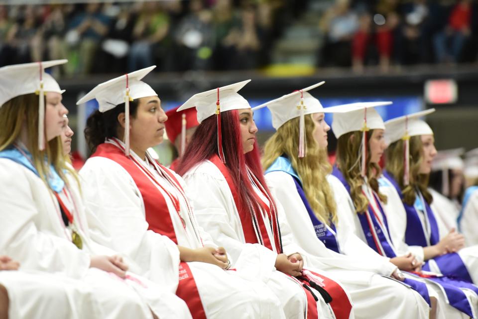 Scenes from the Port Huron High School commencement ceremony at McMorran Arena in Port Huron on Wednesday, June 8, 2022.