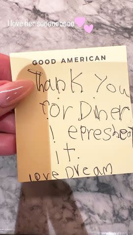 <p>Khloe Kardashian/Instagram</p> Dream Kardashian's note for aunt Khloé Kardashian