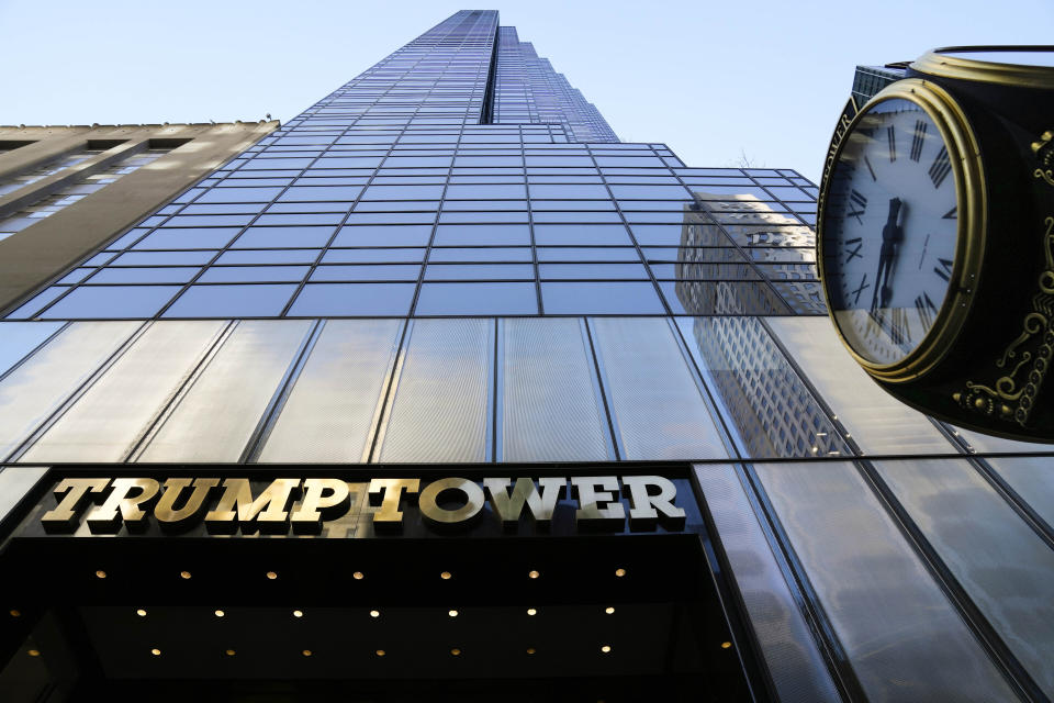 FILE —Trump Tower is shown in this photo, in New York, March 21, 2023. New York Judge Arthur Engoron, ruling in a civil lawsuit brought by New York Attorney General Letitia James, found that Trump and his company deceived banks, insurers and others by massively overvaluing his assets and exaggerating his net worth on paperwork used in making deals and securing loans. (AP Photo/Seth Wenig, File)