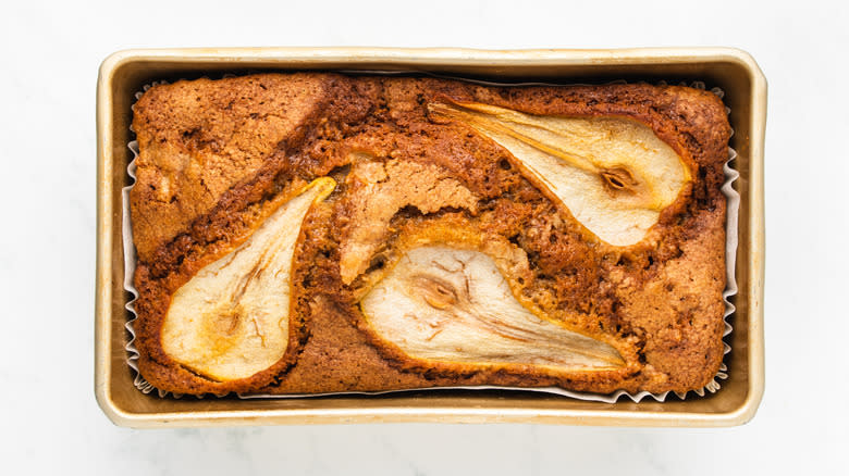 pear bread in loaf pan