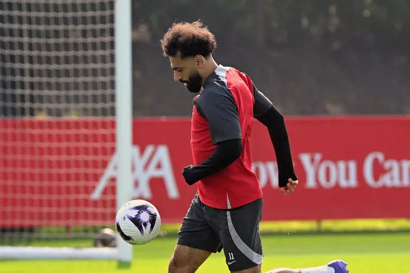 Mohamed Salah during a Liverpool training session.