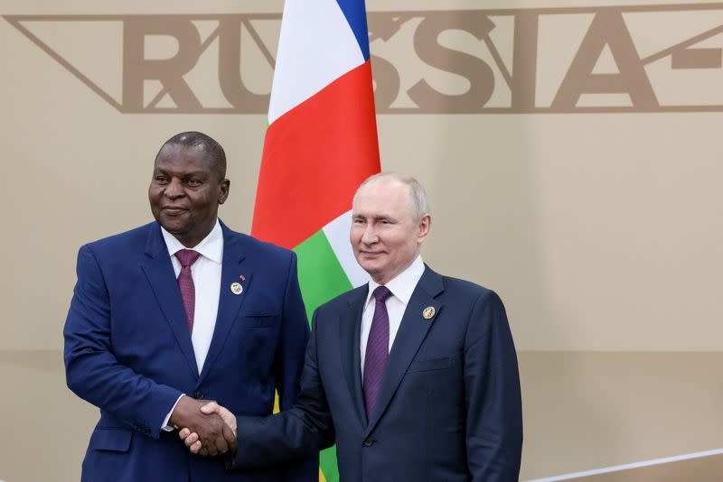 Russian President Vladimir Putin and Central African Republic's President Faustin-Archange Touadera meets on sideline of the Russia-Africa summit in Saint Petersburg