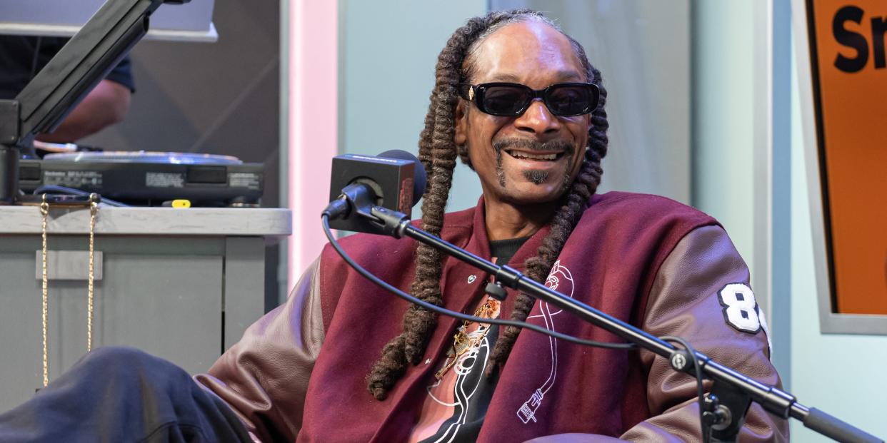 Snoop Dogg sits down with Roxanne Shante on SiriusXM's Rock The Bells Radio at The SiriusXM Studios on October 26, 2021 in New York City.