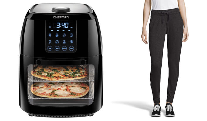 air fryer, person wearing leggings