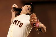 SAN FRANCISCO, CA - OCTOBER 24: Tim Lincecum #55 of the San Francisco Giants throws a pitch against the Detroit Tigers in the sixth inning during Game One of the Major League Baseball World Series at AT&T Park on October 24, 2012 in San Francisco, California. (Photo by Doug Pensinger/Getty Images)