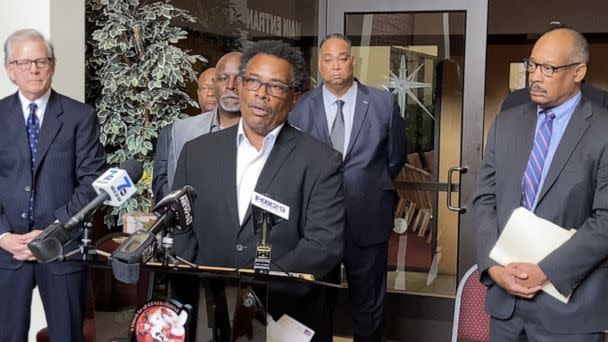 PHOTO: Garnell Whitfield Jr., whose 86-year-old mother was killed in the May 14, 2022, mass shooting at a Buffalo grocery story, speaks at a press conference on Oct. 6, 2022, urging New York Gov. Kathy Hochul to sign the Grieving Families Act.   (ABC News)