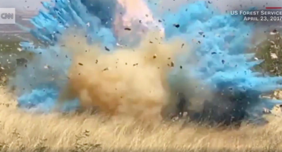 A gender reveal explosion in 2017 that sparked a fire that forced 200 people to evacuate in Arizona. 