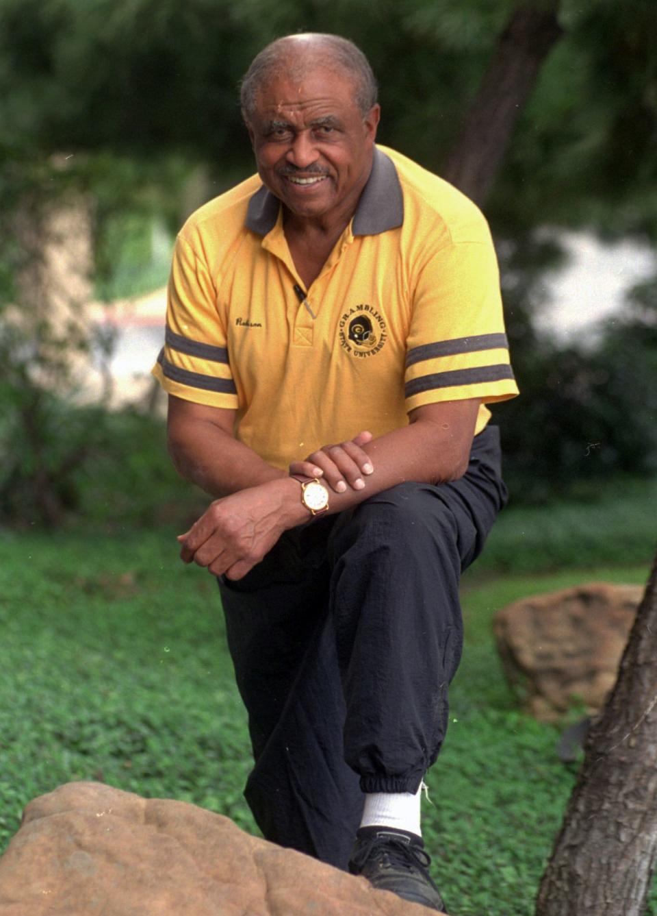 Grambling State coach Eddie Robinson poses in Dallas on Sept. 30, 1994. Grambling built a powerhouse program under longtime coach Robinson, sending countless players to the NFL after they were denied the opportunity to attend white-only universities..