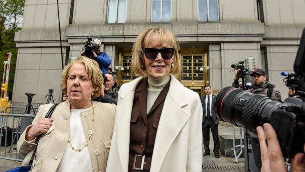 PHOTO: Author E. Jean Carroll leaves federal court in New York, May 3, 2023. (Stephanie Keith/Bloomberg via Getty Images)