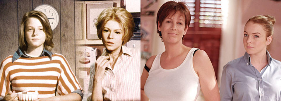 We remember it all too well: Jodie Foster and Barbara Harris in the original 1976 Freaky Friday left and Jamie Lee Curtis and Lindsay Lohan in the 2003 remake.