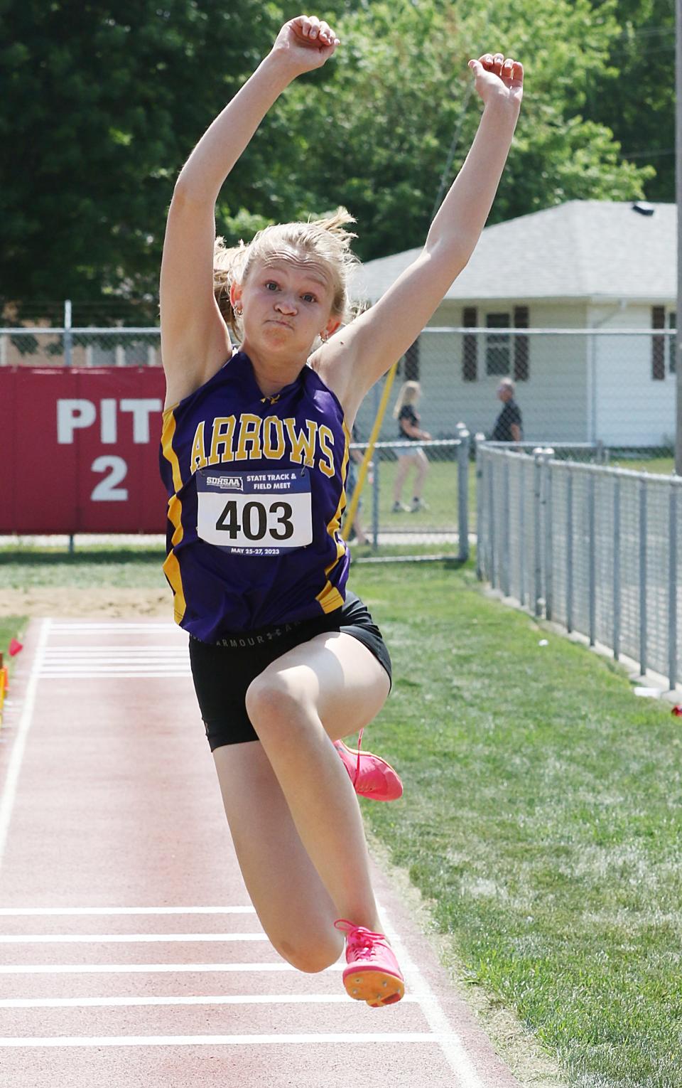 Watertown freshman Makenna Blank placed eighth in the Class AA girls' long jump during the 2023 South Dakota State High School Track and Field Championships that concluded on Saturday, May 27, 2023 at Howard Wood.