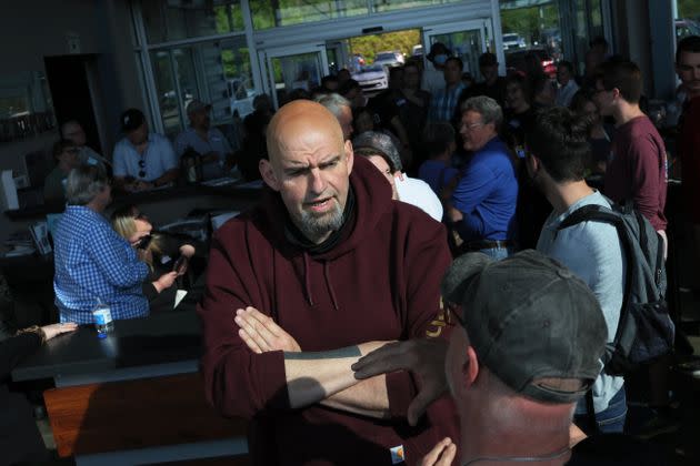 Pennsylvania Lt. Gov. John Fetterman campaigns for U.S. Senate at a meet-and-greet at Joseph A. Hardy Connellsville Airport on May 10 in Lemont Furnace, Pennsylvania. (Photo: Michael M. Santiago via Getty Images)