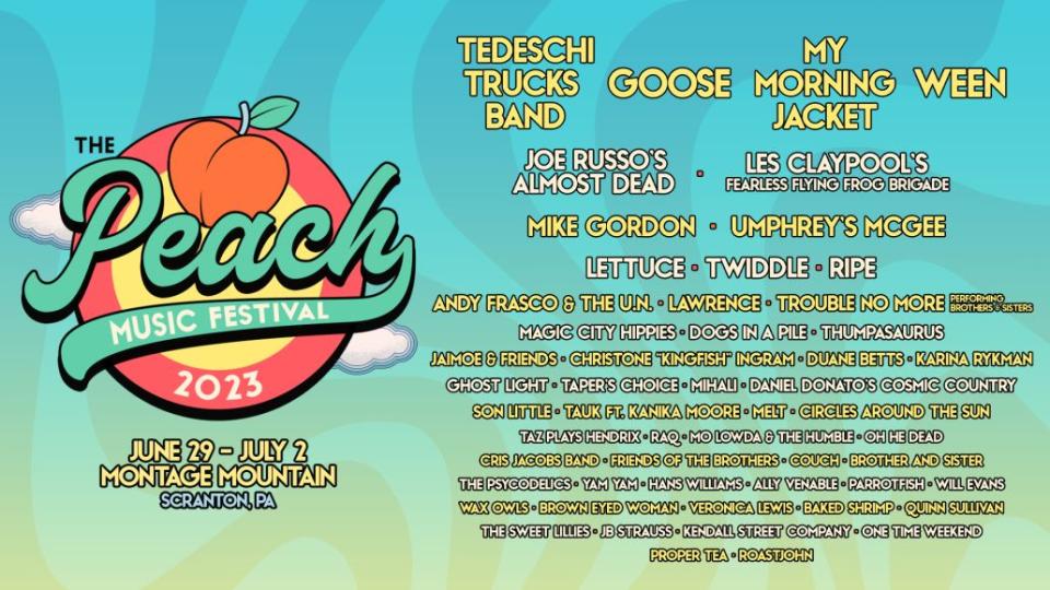 peach music festival 2023 lineup poster