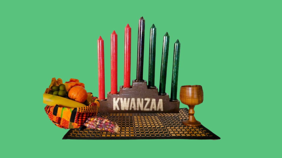 Celebrate Kwanzaa with a festive kinara.