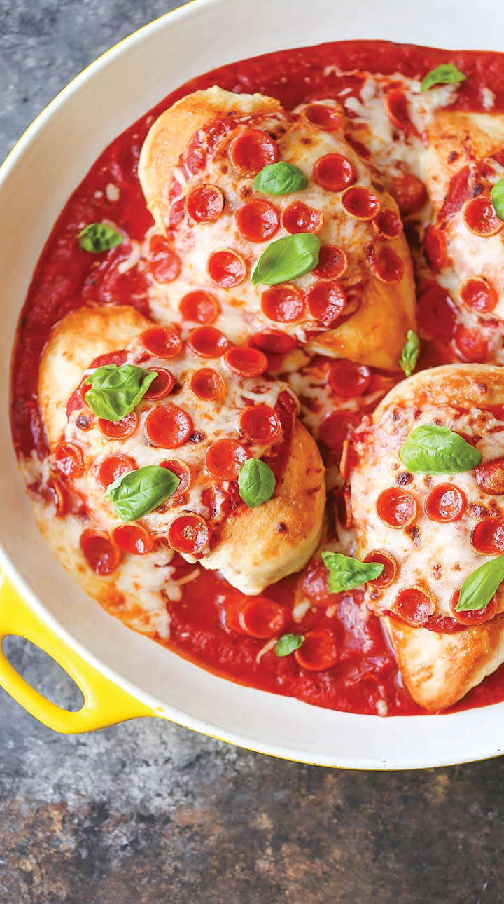 One-Pan Pizza Chicken on a plate