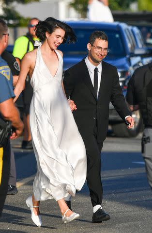 <p>TheImageDirect.com</p> Jack Antonoff and Margaret Qualley are all smiles as they are spotted just after getting married in Beach Haven, New Jersey.