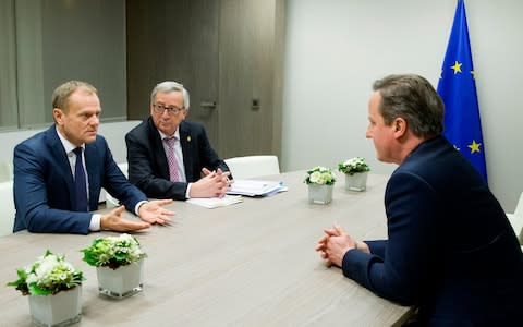 Donald Tusk, Jean-Claude Juncker, David Cameron - Credit: BBC/European Council Newsroom