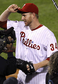 The Phillies' Roy Halladay became the second pitcher with a no-hitter in postseason history, joining Don Larsen (1956)