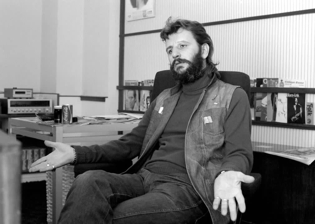 Ringo Starr sitting in a studio.