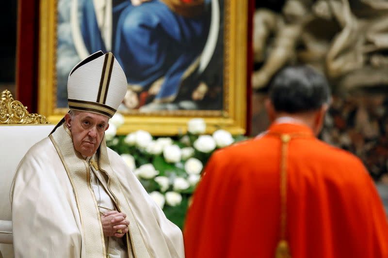 Pope Francis elevates 13 prelates to the rank of cardinal, at St. Peter's Basilica at the Vatican