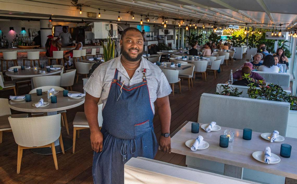 Chef Tristen Epps in the beachfront dining area at Ocean Social restaurant in Miami Beach. Pedro Portal